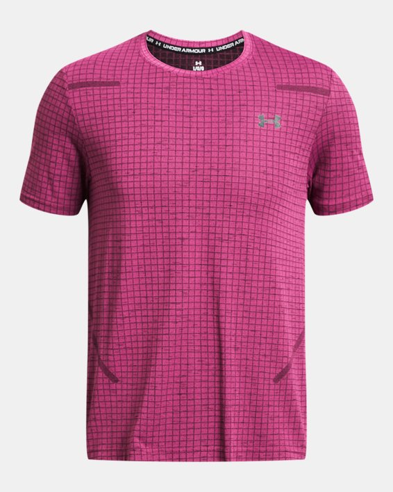 Men's UA Seamless Grid Short Sleeve, Pink, pdpMainDesktop image number 2
